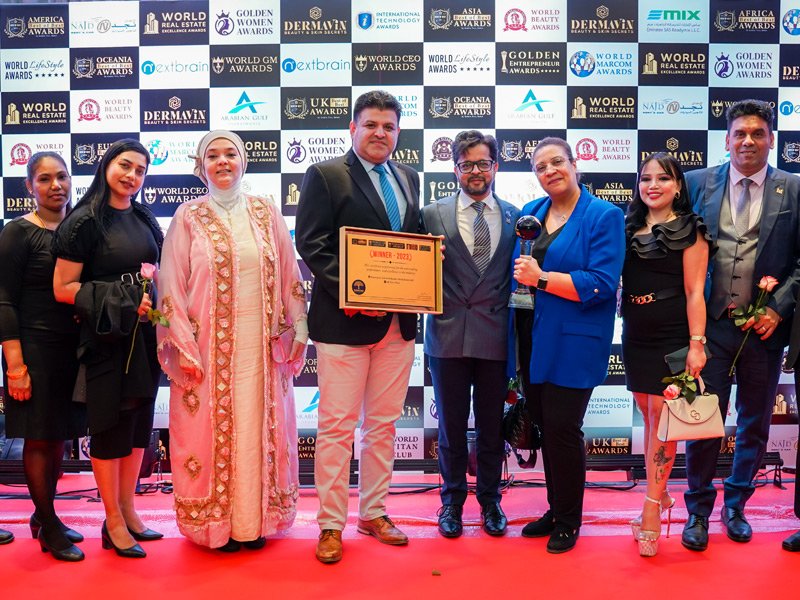 A restaurant team being celebrated at an awards ceremony